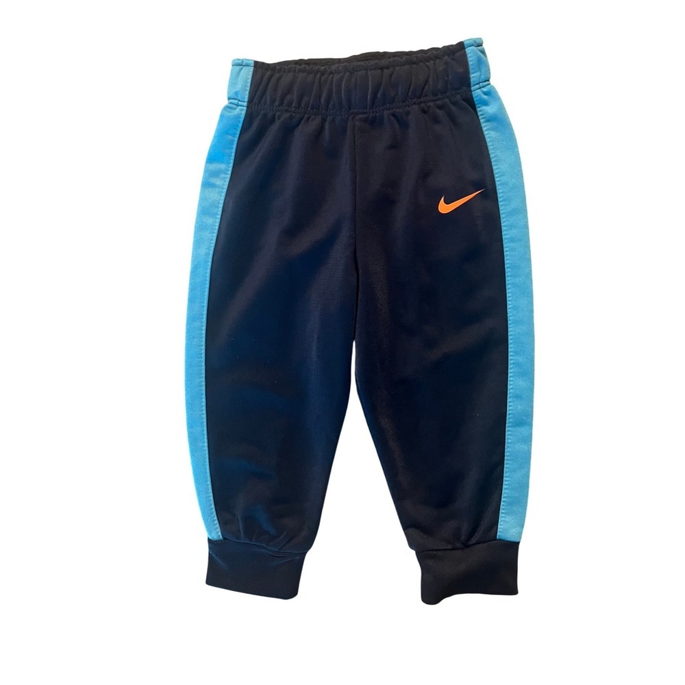 Nike Baby Boy Navy Blue Track Pants Orange Swoosh Joggers 9M 68-74cm